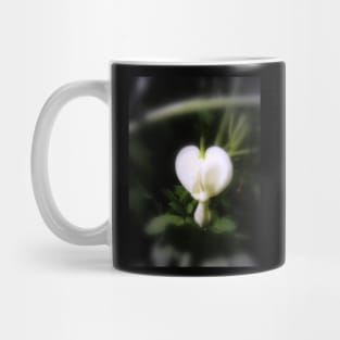 white bleeding heart, soft focal black & white Mug